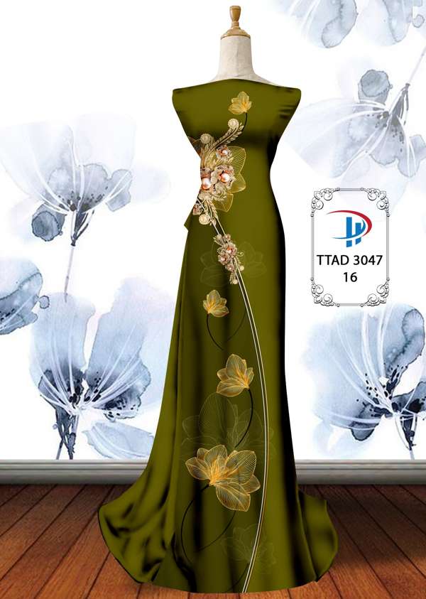 Vải Áo Dài Hoa In 3D AD TTAD3047 55